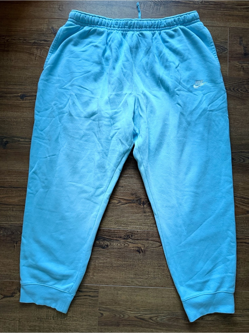 Nike Mens Sweatpants Light Baby Blue Fleece Joggers Size 3XL Embroidered Logo